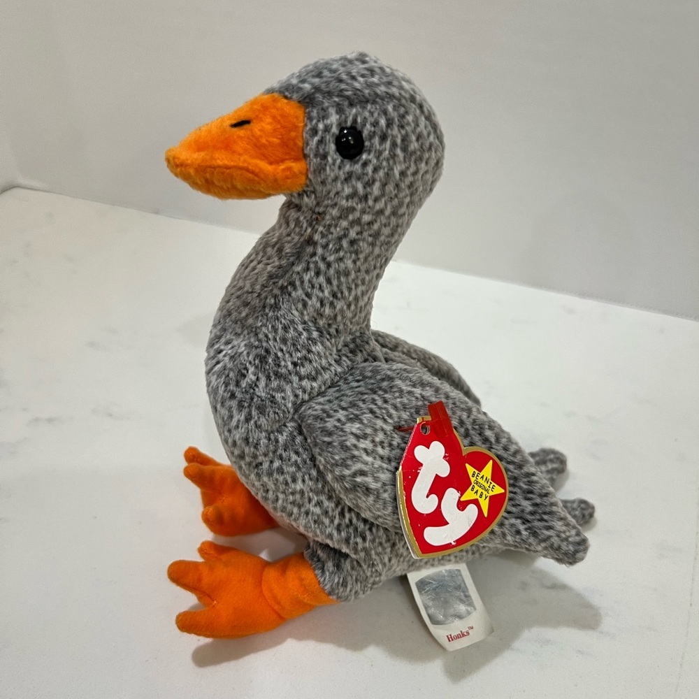 Plush Gray and Orange Bird Toy
